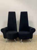 An opposed pair of contemporary high back 'Potenza' type chairs, each upholstered in black velure