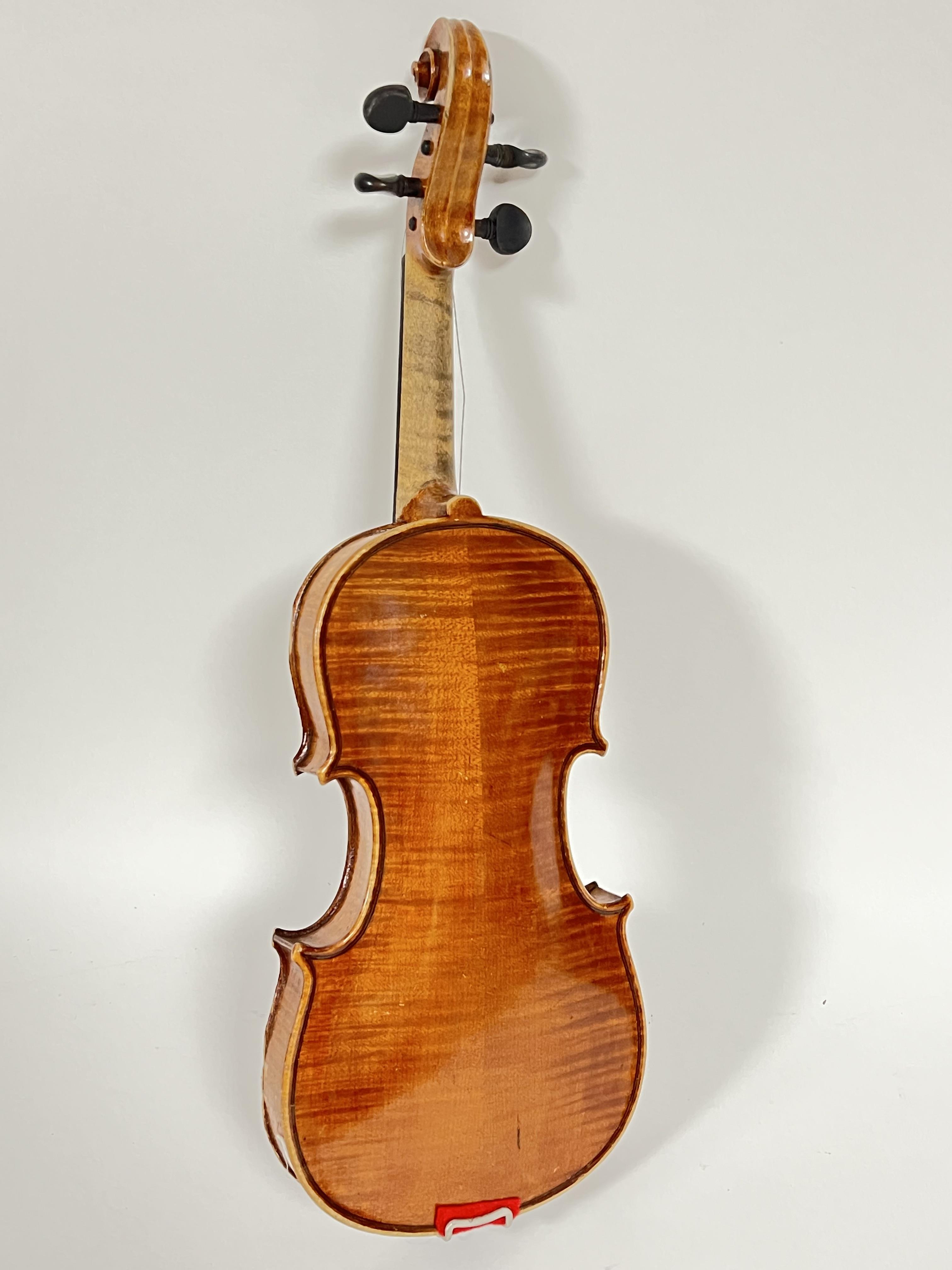 A Berlin made special copy of a Stradivarius Piccolo violin of two-piece back construction with - Image 2 of 3