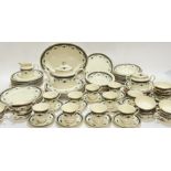 A Minton 'Grasmere' pattern tea and dinner service comprising ten soup bowls, a large oval ashet (w-