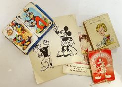 Disney interest, a group of postcards and playing cards including Popeye, Mickey Mouse etc... (