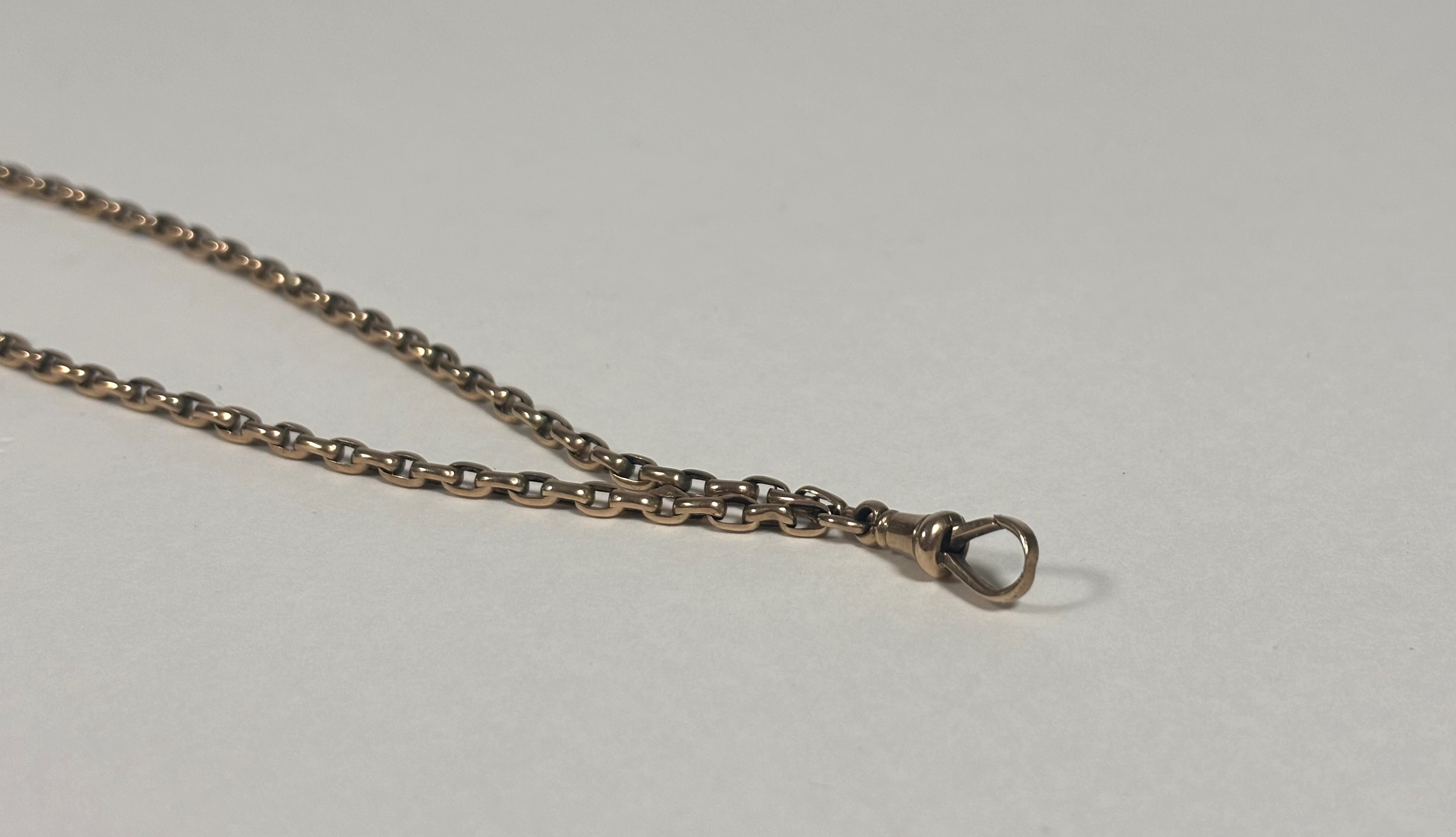 A yellow metal belcher link guard chain, unmarked, the lobster clasp indistinctly stamped. Length - Image 3 of 3