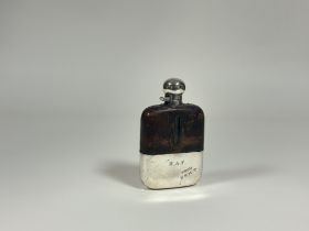 A George V silver-mounted hip flask, John Dixon & Sons, Sheffield, 1925, of characteristic form, the