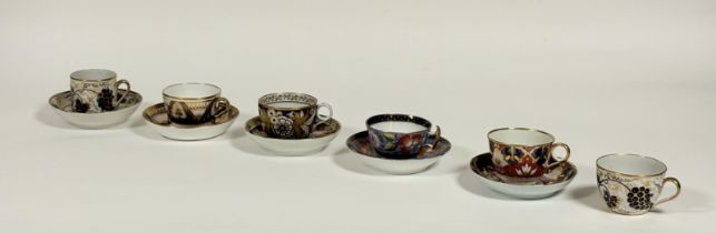 A group of English porcelain tea wares, early 19th century comprising: a New Hall cup and saucer