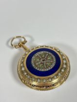 A diamond-set gold (unmarked) pair-cased pocket watch, late 18th century, the tortoiseshell outer