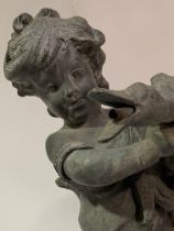 Attributed to Henry Crowther Ltd., an early 20th century figural cast lead garden water fountain,
