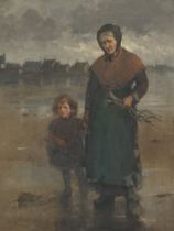 Mary Georgina Wade Wilson (Scottish, 1856-1939), Gathering Driftwood, signed lower left, oil on