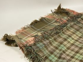 Two Scottish finely-woven woollen plaid shawls, c. 1900, one worked in shades of green highlighted