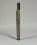 A naval two-draw nickel-plated telescope, 20th century, Gieves & Co., with "whipped" braided rope