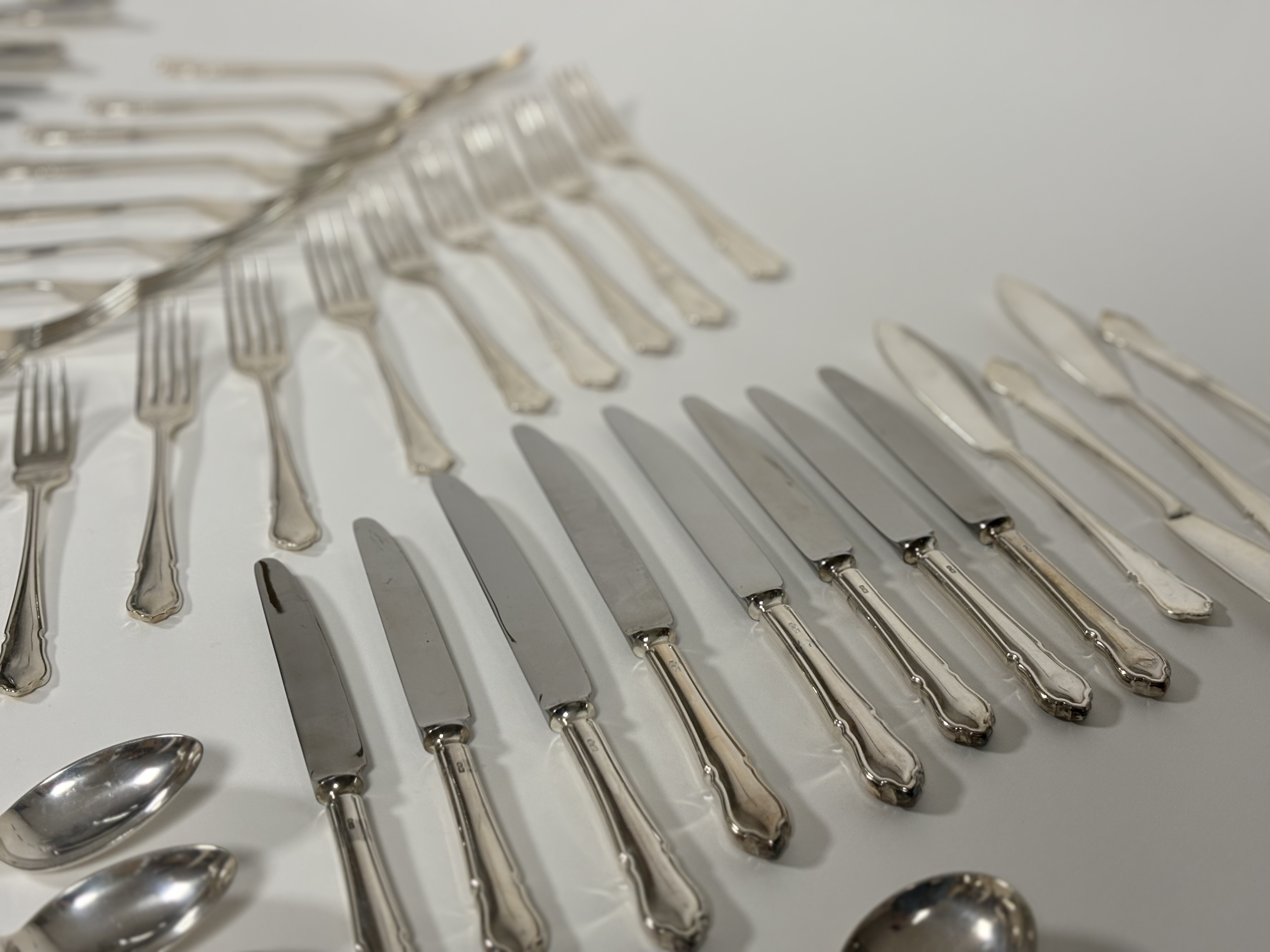 A complete silver flatware service, eight place settings, Dubarry pattern, Cooper Brothers & Sons, - Image 5 of 6
