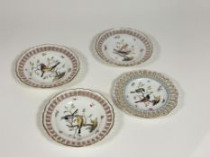 A set of three plus one Meissen porcelain ribbon plates, late19th century, each painted to the