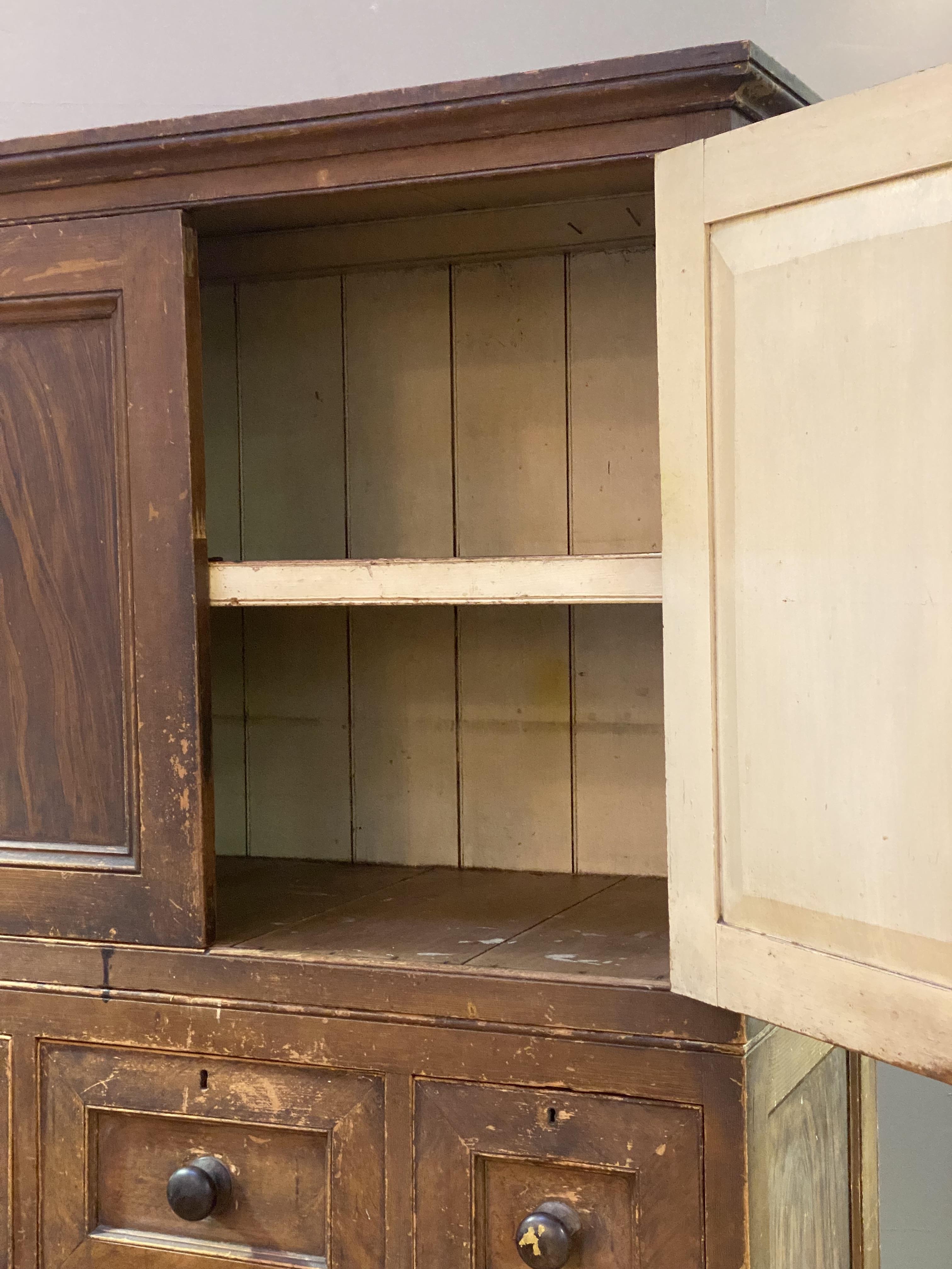 Scumbled Pin A 19th century Scottish scumbled pine press or housekeeper's cupboard ...