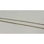 A late 19th/early 20th century 10ct gold guard chain, of flattened chain links, the lobster clasp