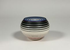 Jin Eui Kim (South Korean, contemporary), Spherical Form, polychrome banded decoration, impressed