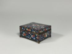 Inaba of Kyoto, a Japanese Taisho period cloisonne enamel box decorated with polychrome