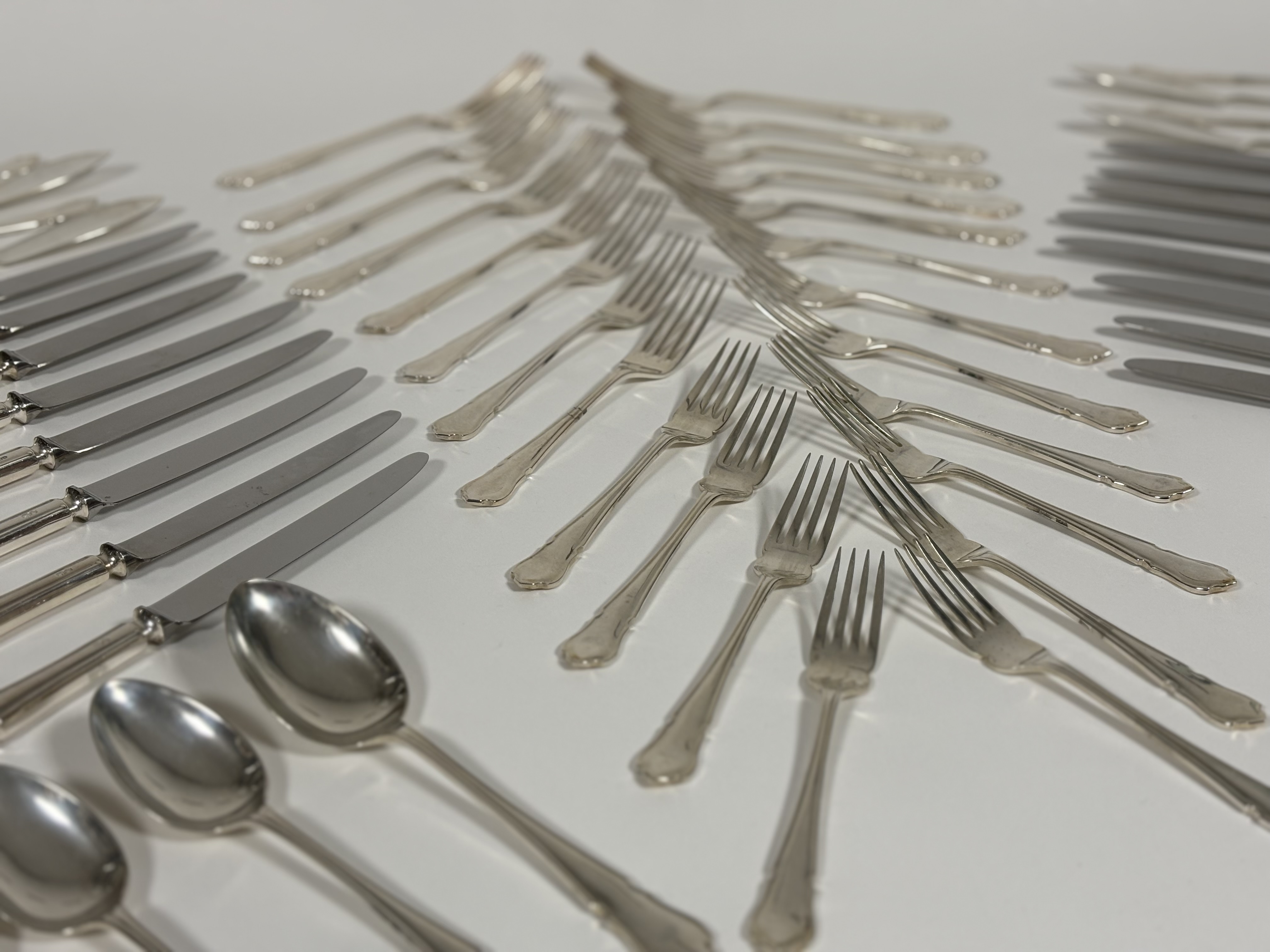 A complete silver flatware service, eight place settings, Dubarry pattern, Cooper Brothers & Sons, - Image 3 of 6