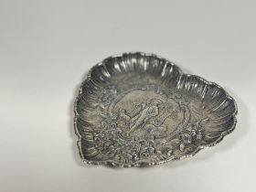 A large Victorian silver heart-shaped trinket dish, import marks for Samuel Boyce Landeck,