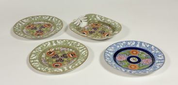 A group of New Hall porcelain dishes, c. 1810-20 each with relief-moulded border, comprising: a