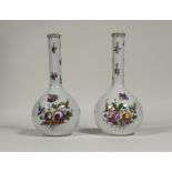 A pair of large Dresden porcelain flask-form vases, c. 1900, R. Grossbaum & Sohne, each polychrome