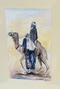 E I Baroudi, Study of a person on a camel, watercolour, signed and dated 2005 bottom right,