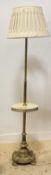 An early 20th century cast brass telescopic lamp standard, with four branches and circular onyx open