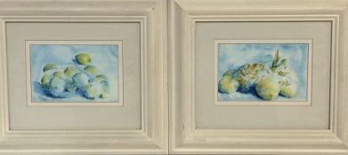 A collection of framed watercolours by W M Ranson, A still life of pineapple and apples, signed