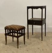 A Georgian mahogany wash stand, the square top raised on square tapered supports united by an