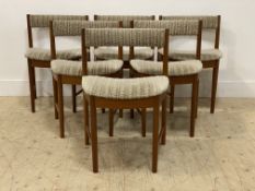 McIntosh of Kirkcaldy, a set of six mid century teak dining chairs, with upholstered crest rail