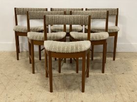 McIntosh of Kirkcaldy, a set of six mid century teak dining chairs, with upholstered crest rail