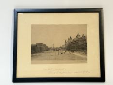 Signed indistinctly, Lime Street, Liverpool, etching, signed bottom right, titled bellow, framed. (