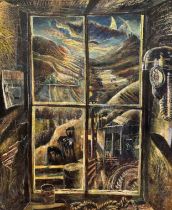 Unknown artist, A window view point of Alness landscape, pastel on board, unsigned. (145x122cm)