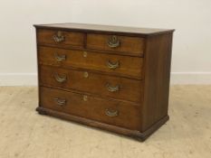 A George III oak cehst, fitted with two short and three long drawers, lacking bracket supports. H