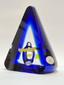Pavel Hlava for Hut Princ glass, a Czechoslovakian art glass conical/pyramid form cased glass
