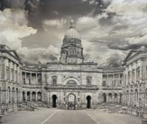 A large black and white 3/20 limited edition print on canvas of 2010 Old College, Southbridge