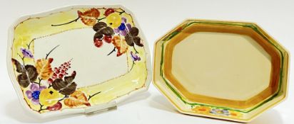 A Mak Merry Scottish pottery tray/stand hand-painted with autumnal floral sprays (marked verso, w-