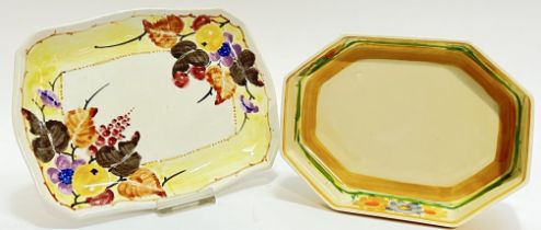 A Mak Merry Scottish pottery tray/stand hand-painted with autumnal floral sprays (marked verso, w-