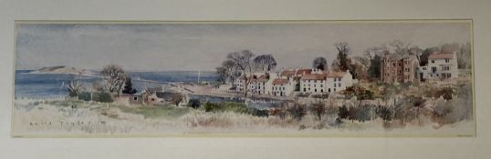 Chris Taylor, Cramond village scene print, framed. (17cmx71cm)