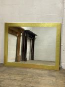 A large contemporary gilt framed wall hanging mirror. 110cm x 140cm.