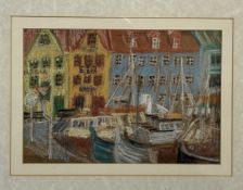 Bernice O'Donnell, Torshavn Harbour Faroe Islands, pastel on brown paper, unsigned, artist label
