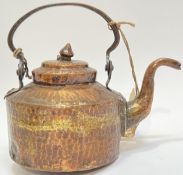 An antique Mesopotamian (Iraq) planished copper kettle (world war one interest, h- 19cm, w- 21cm)