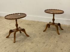 A pair of Yew wood wine tables in the Regency style. H48cm,