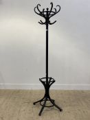 A vintage black bentwood hat and coat stand H194cm.