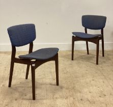 Dalescraft, a pair of mid century teak side chairs, circa 1960's, with upholstered back and seat,