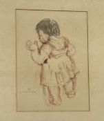 Signed indistinctly, Study of a standing baby, watercolour, signed and dated 1953 bottom left,