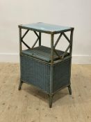 A LLoyd loom laundry basket, early 20th century, with glazed top and splayed supports (no makers
