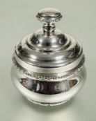 A Birmingham silver dish and cover with cast knot to top with beaded border to rim and foot no signs