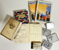 A mixed lot comprising a set of Bridge books, a set of word play party game booklets, and several