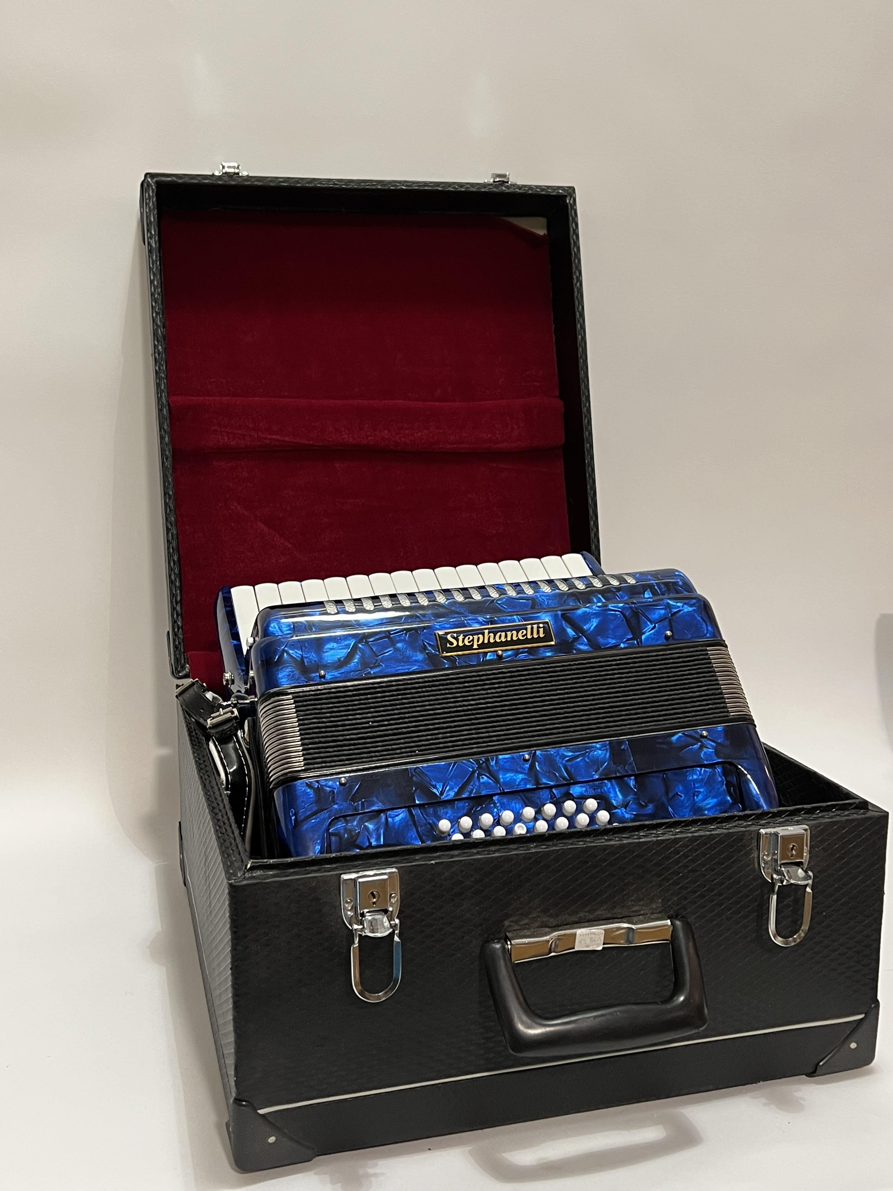 A blue Stephanelli 48 bass accordion accompanied by a fitted hard case - Image 2 of 2