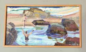 Property of the Late Countess Haig, Anne Carrick (Scottish 1919-2005), "Bathing", oil on board,