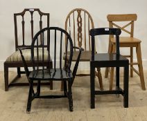 A group of five assorted chairs, (5)