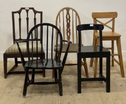 A group of five assorted chairs, (5)